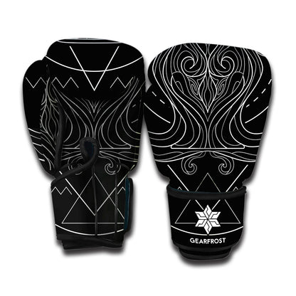 Black And White Aquarius Sign Print Boxing Gloves