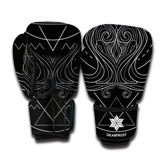 Black And White Aquarius Sign Print Boxing Gloves