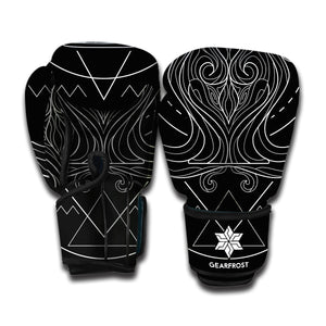 Black And White Aquarius Sign Print Boxing Gloves