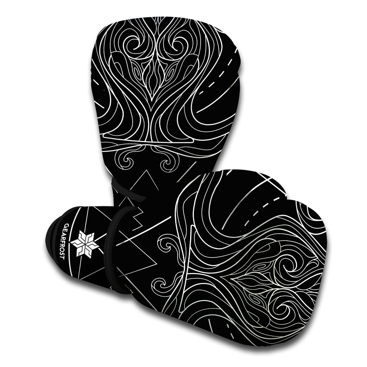 Black And White Aquarius Sign Print Boxing Gloves