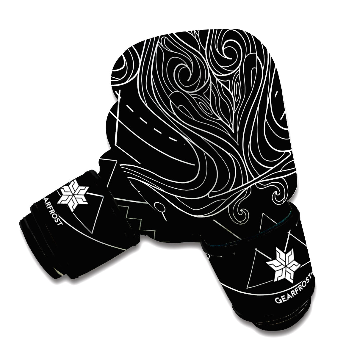 Black And White Aquarius Sign Print Boxing Gloves