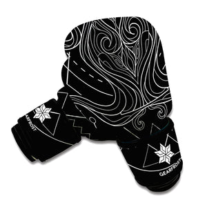 Black And White Aquarius Sign Print Boxing Gloves