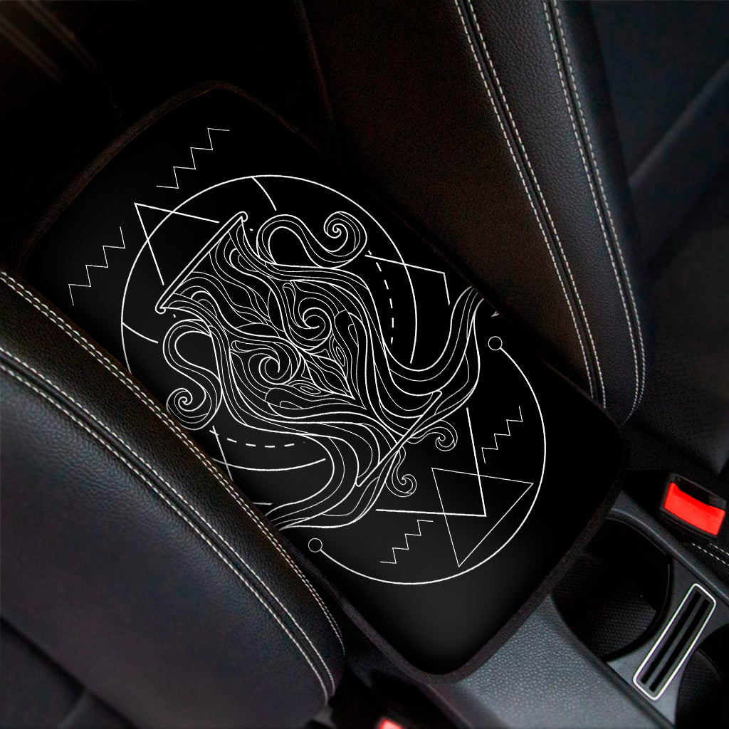 Black And White Aquarius Sign Print Car Center Console Cover