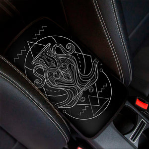 Black And White Aquarius Sign Print Car Center Console Cover