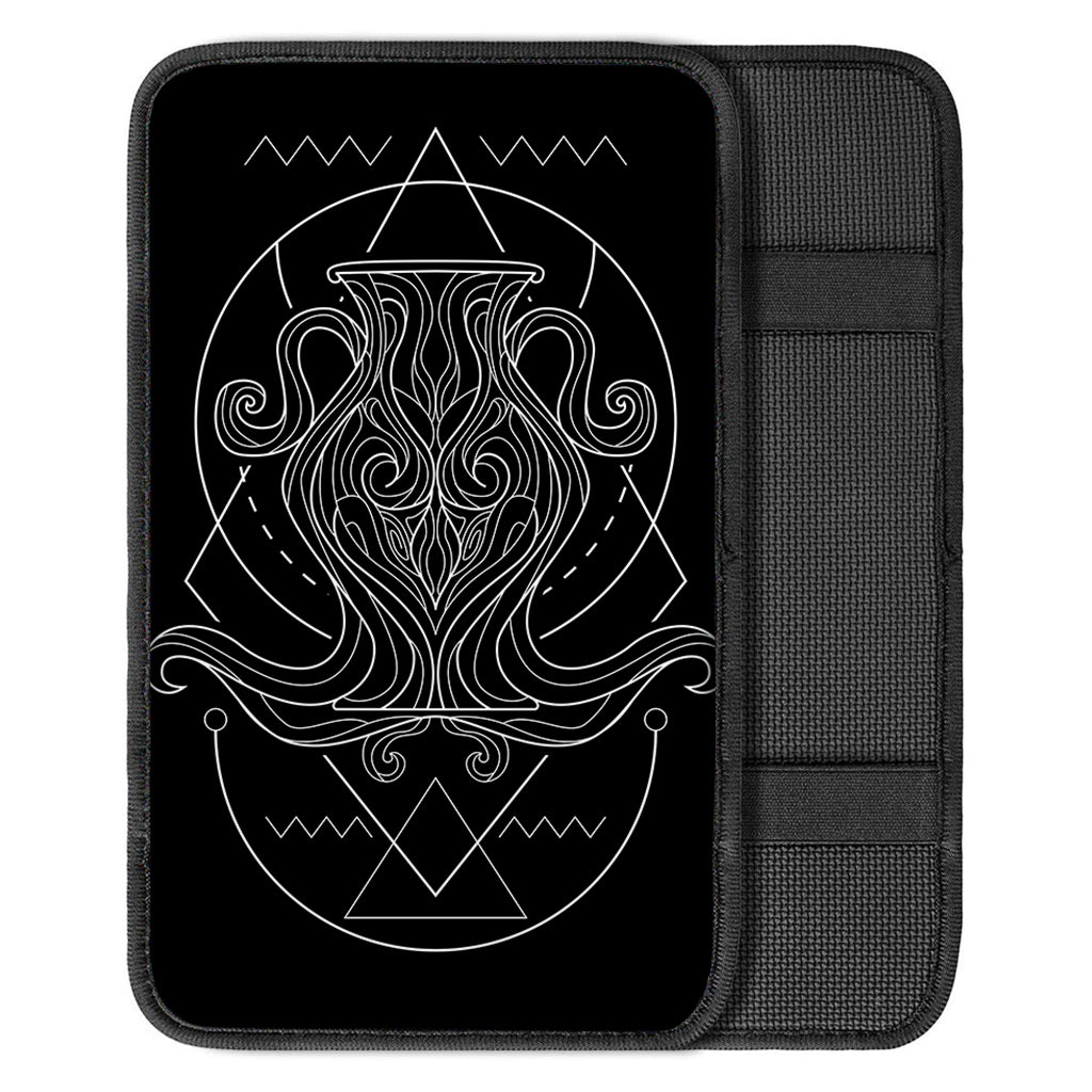 Black And White Aquarius Sign Print Car Center Console Cover