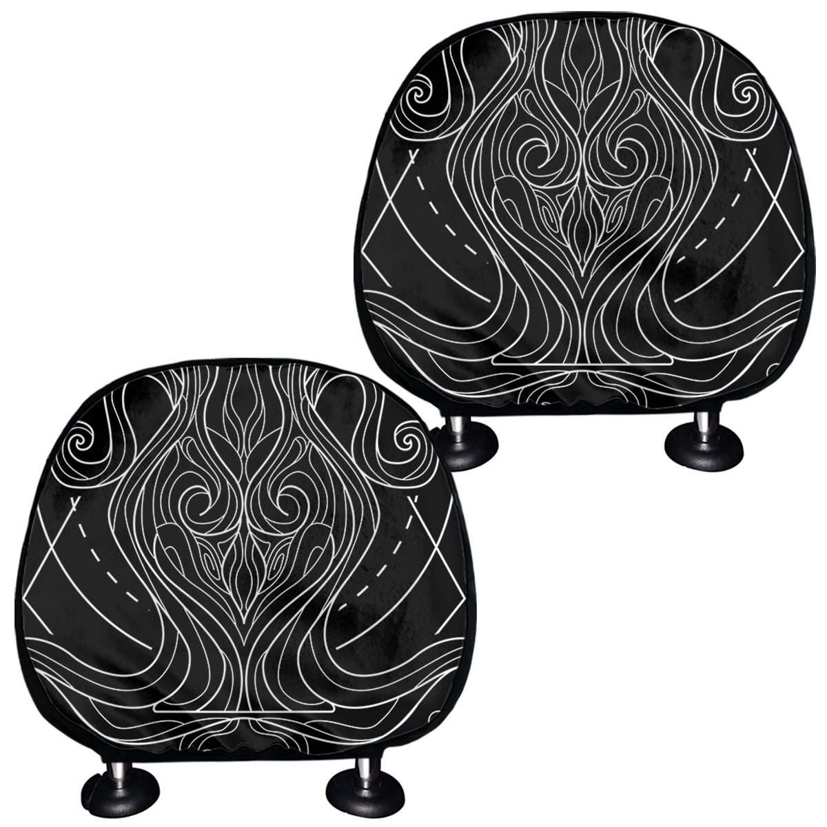 Black And White Aquarius Sign Print Car Headrest Covers