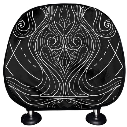 Black And White Aquarius Sign Print Car Headrest Covers