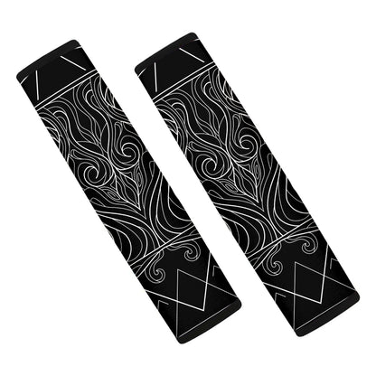 Black And White Aquarius Sign Print Car Seat Belt Covers