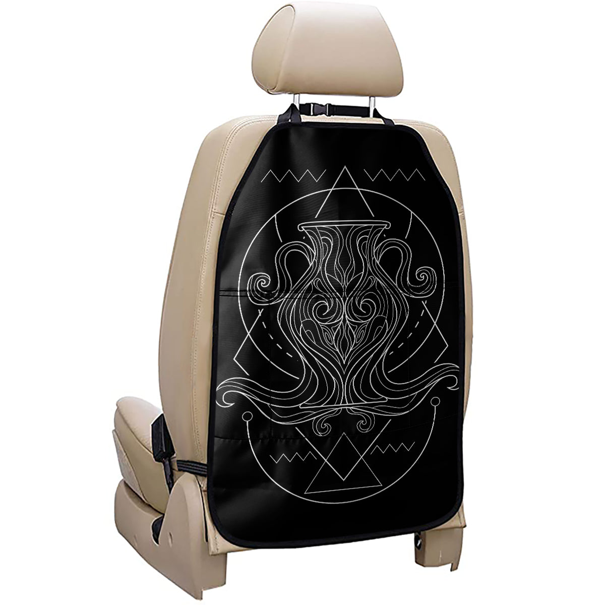 Black And White Aquarius Sign Print Car Seat Organizers