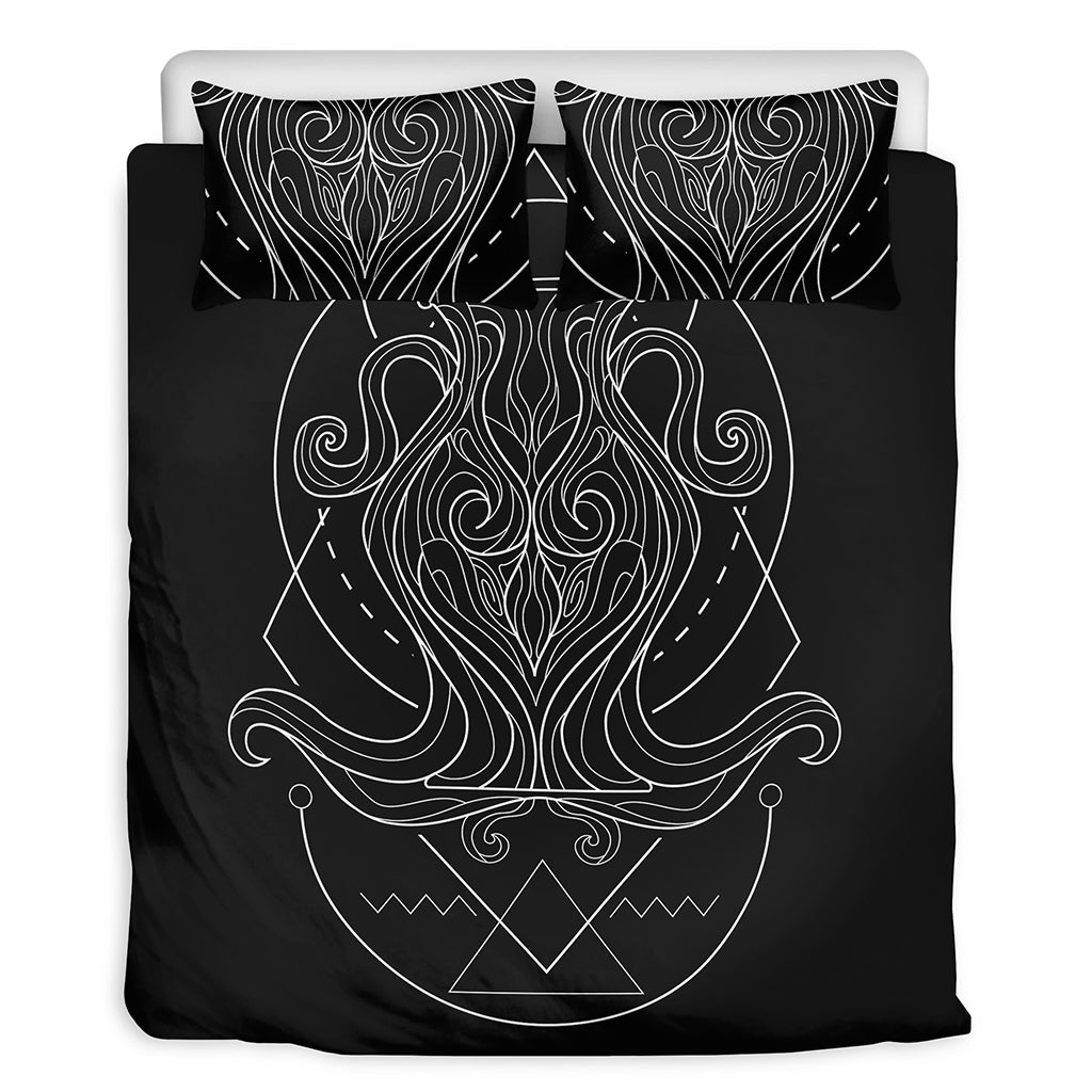 Black And White Aquarius Sign Print Duvet Cover Bedding Set