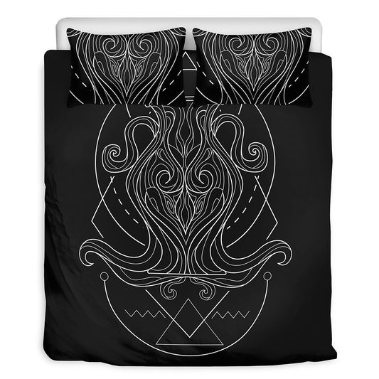Black And White Aquarius Sign Print Duvet Cover Bedding Set