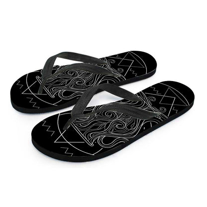Black And White Aquarius Sign Print Flip Flops