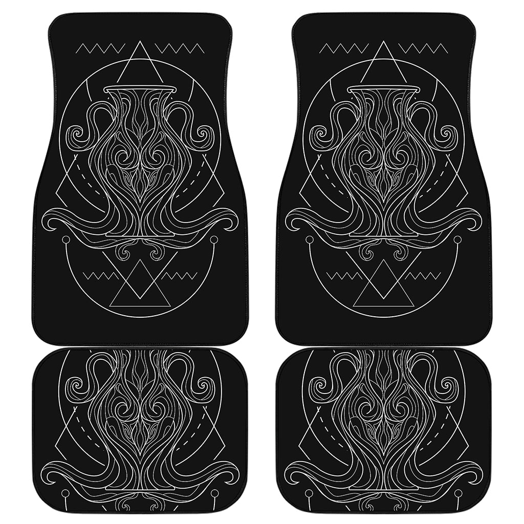 Black And White Aquarius Sign Print Front and Back Car Floor Mats