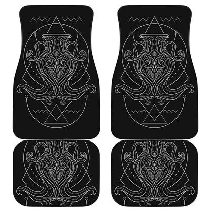 Black And White Aquarius Sign Print Front and Back Car Floor Mats