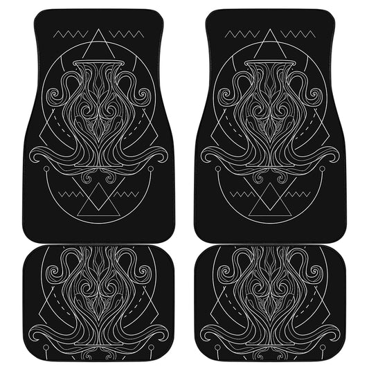 Black And White Aquarius Sign Print Front and Back Car Floor Mats
