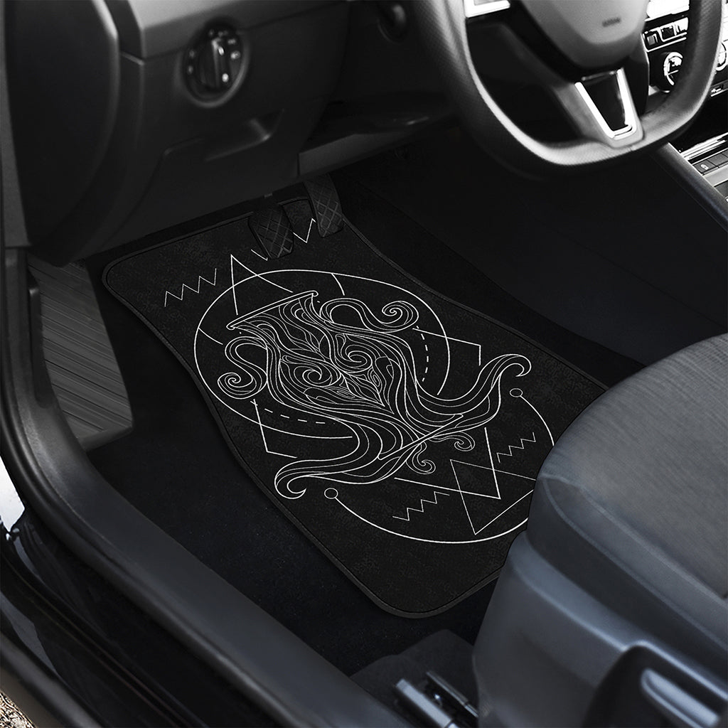 Black And White Aquarius Sign Print Front and Back Car Floor Mats