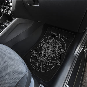 Black And White Aquarius Sign Print Front and Back Car Floor Mats