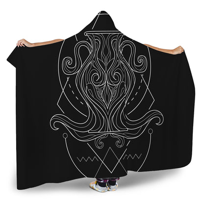 Black And White Aquarius Sign Print Hooded Blanket