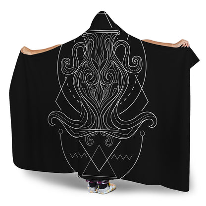 Black And White Aquarius Sign Print Hooded Blanket
