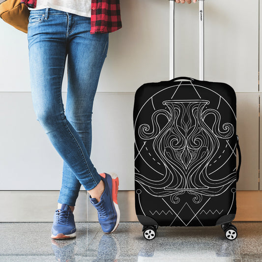 Black And White Aquarius Sign Print Luggage Cover