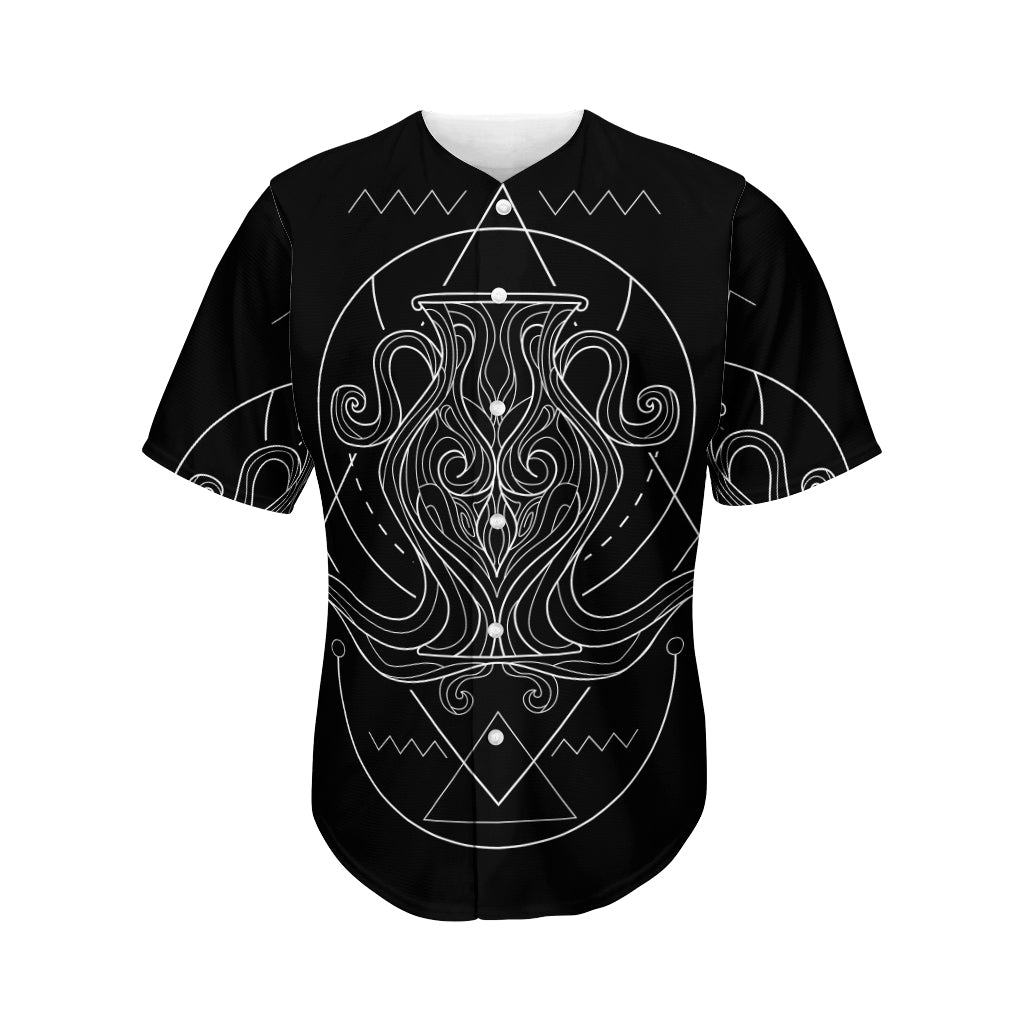 Black And White Aquarius Sign Print Men's Baseball Jersey