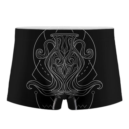 Black And White Aquarius Sign Print Men's Boxer Briefs