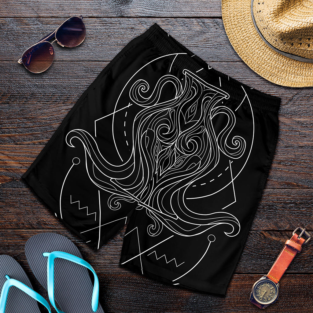 Black And White Aquarius Sign Print Men's Shorts