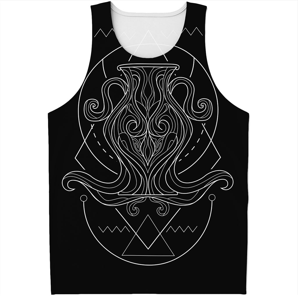 Black And White Aquarius Sign Print Men's Tank Top