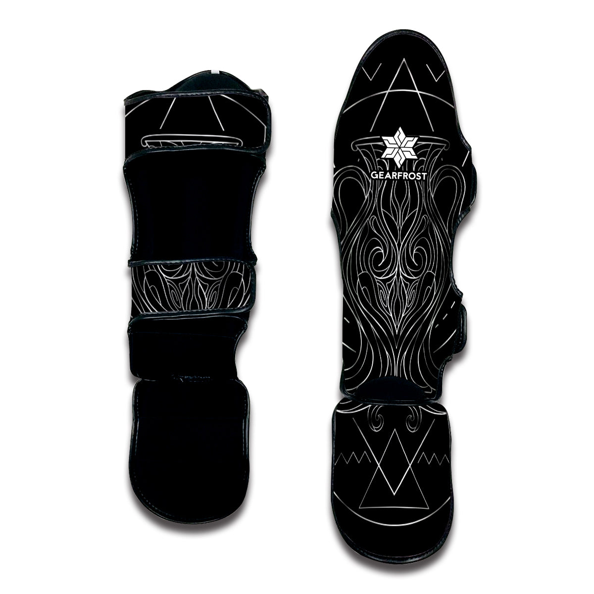 Black And White Aquarius Sign Print Muay Thai Shin Guard