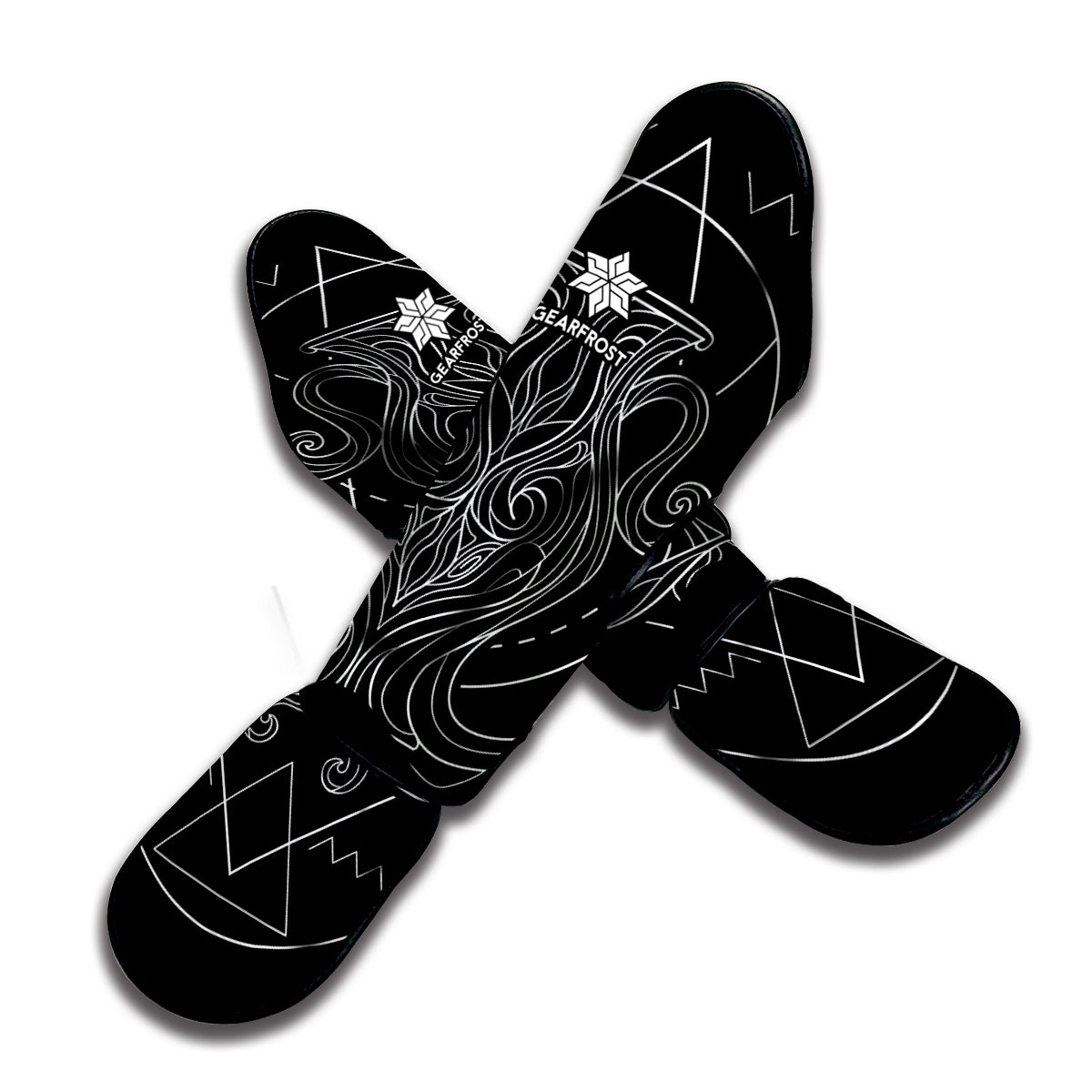 Black And White Aquarius Sign Print Muay Thai Shin Guard