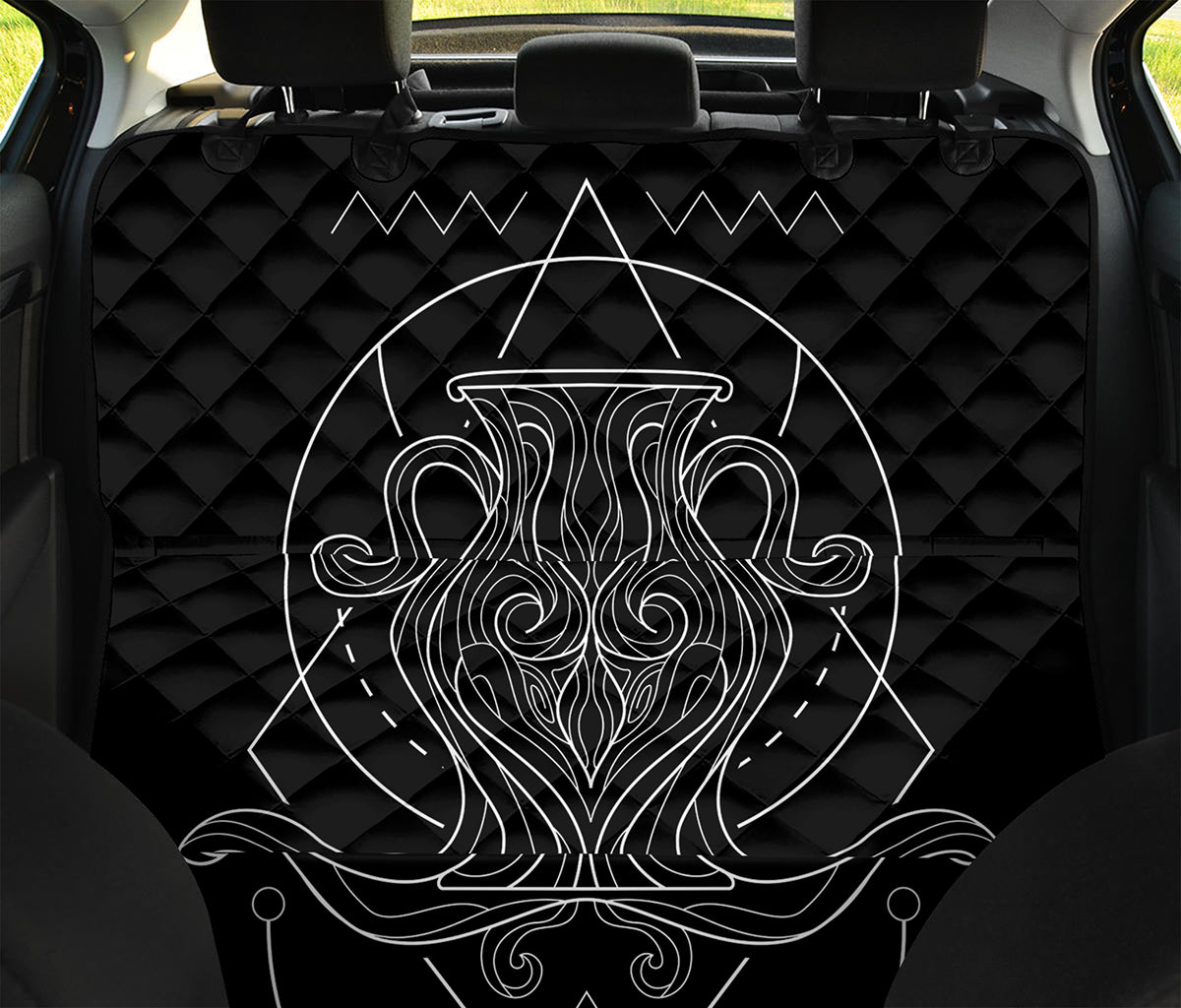 Black And White Aquarius Sign Print Pet Car Back Seat Cover