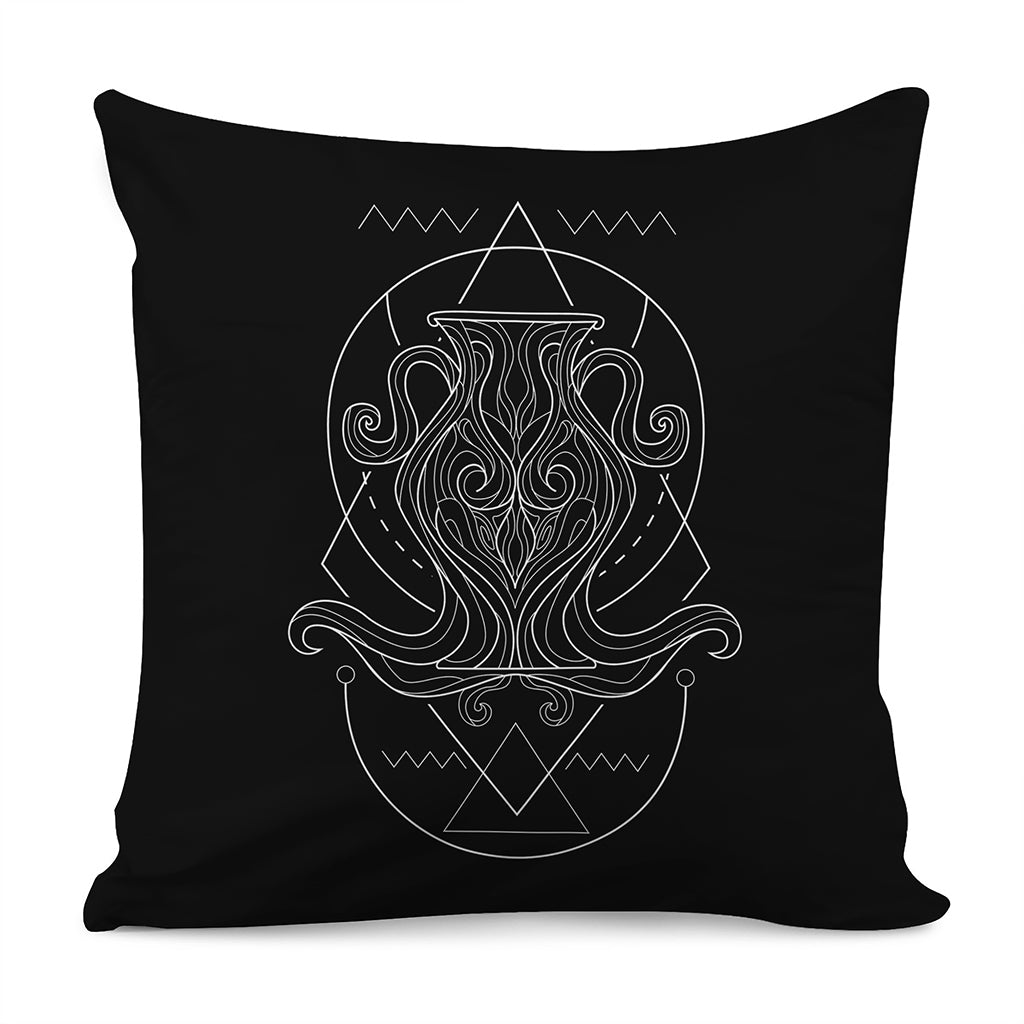 Black And White Aquarius Sign Print Pillow Cover