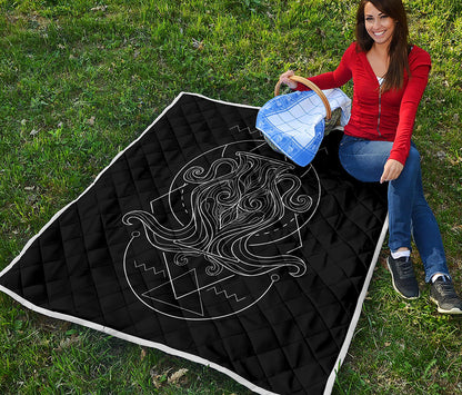 Black And White Aquarius Sign Print Quilt