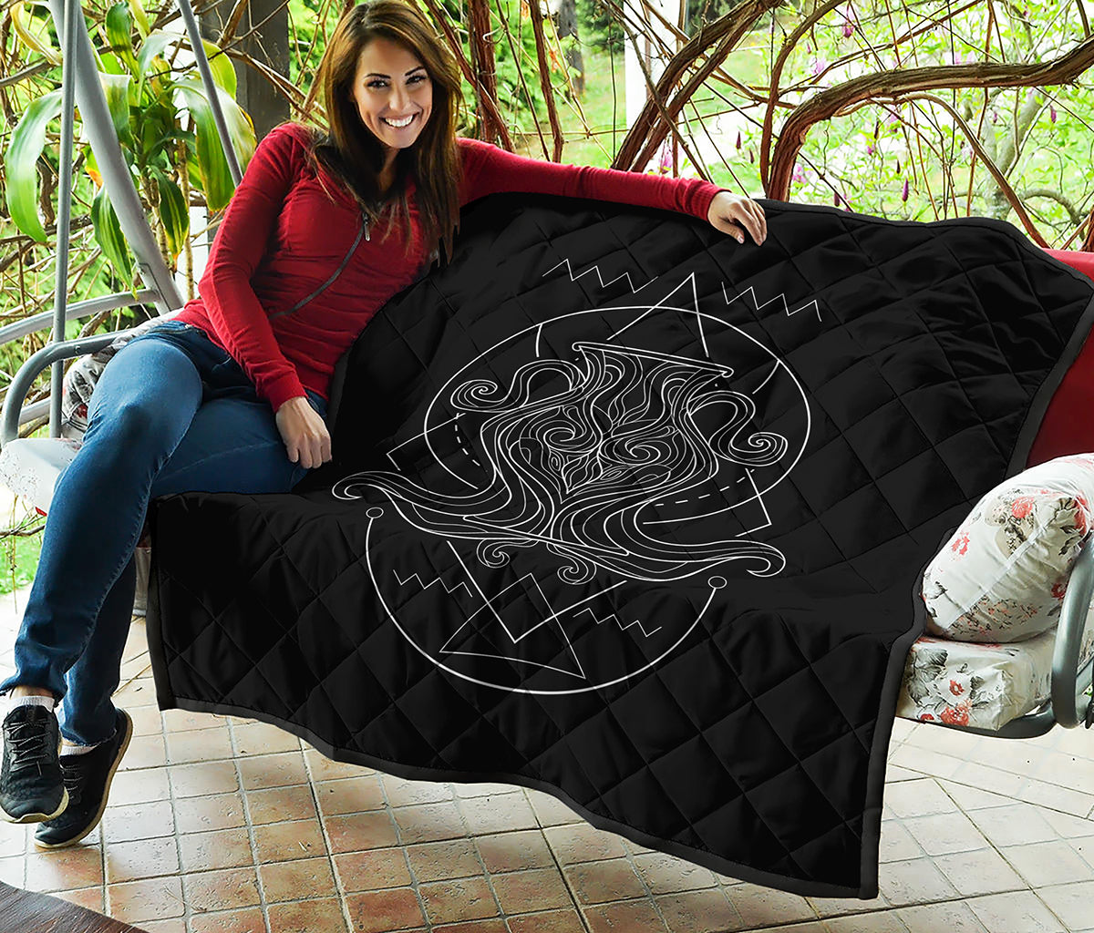 Black And White Aquarius Sign Print Quilt