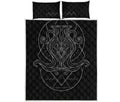 Black And White Aquarius Sign Print Quilt Bed Set