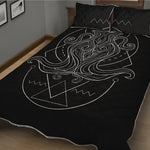 Black And White Aquarius Sign Print Quilt Bed Set