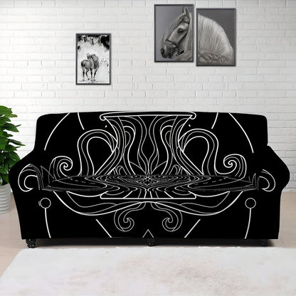 Black And White Aquarius Sign Print Sofa Cover