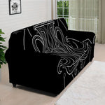 Black And White Aquarius Sign Print Sofa Cover