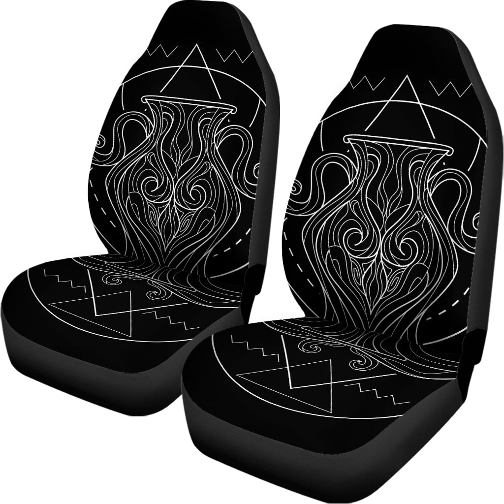 Black And White Aquarius Sign Print Universal Fit Car Seat Covers