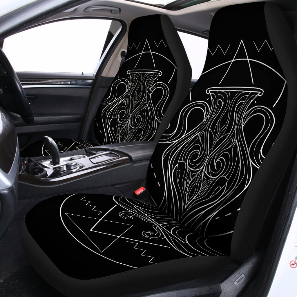 Black And White Aquarius Sign Print Universal Fit Car Seat Covers