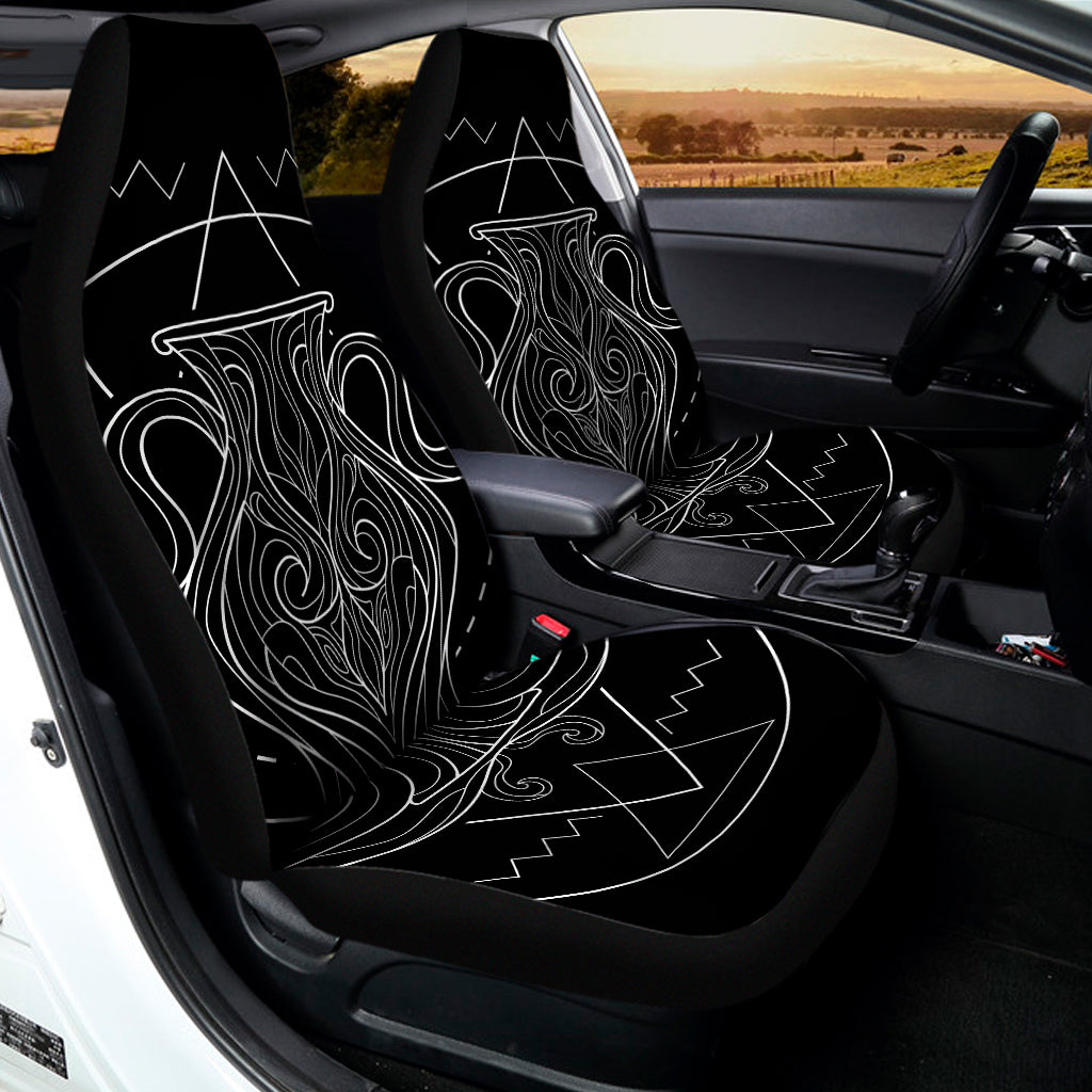 Black And White Aquarius Sign Print Universal Fit Car Seat Covers