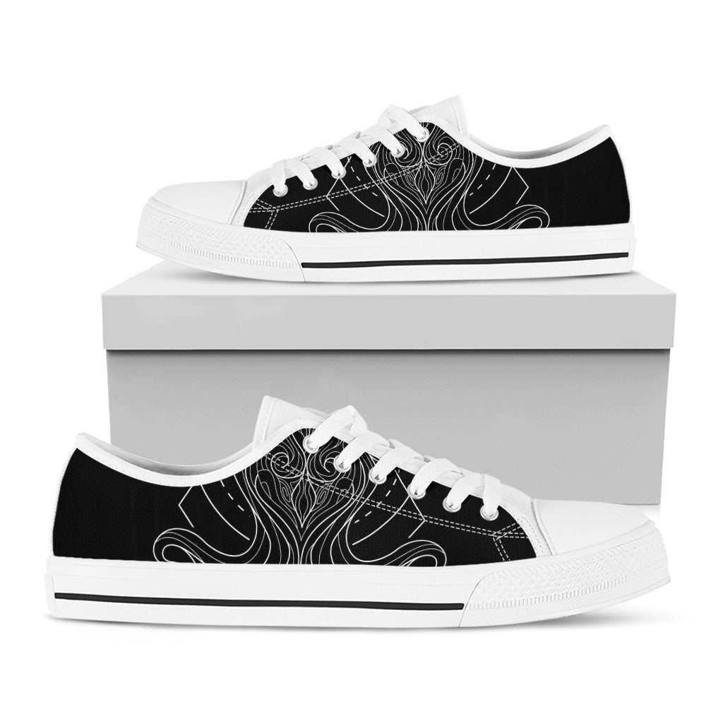 Black And White Aquarius Sign Print White Low Top Shoes