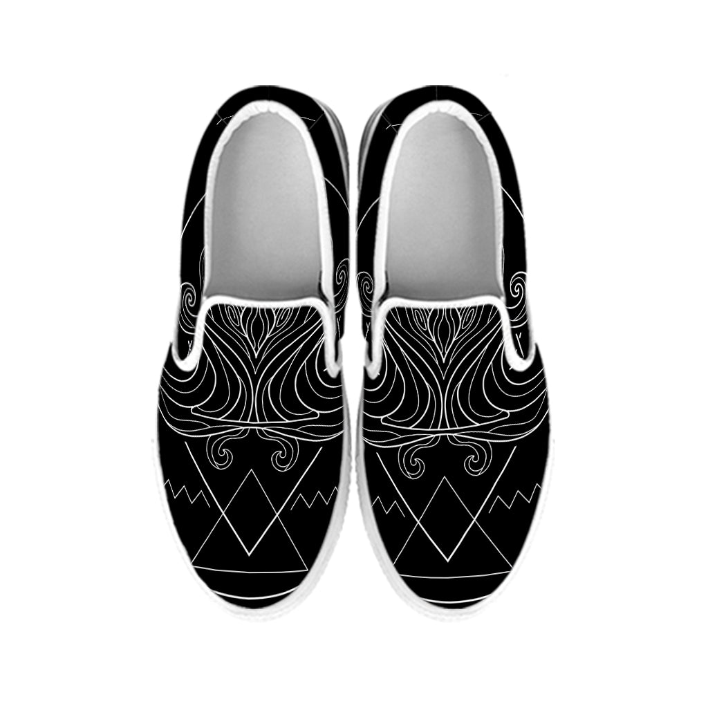 Black And White Aquarius Sign Print White Slip On Shoes