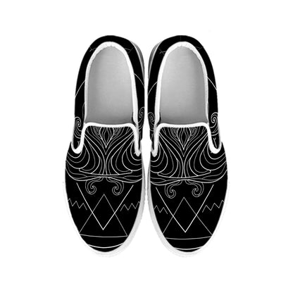 Black And White Aquarius Sign Print White Slip On Shoes