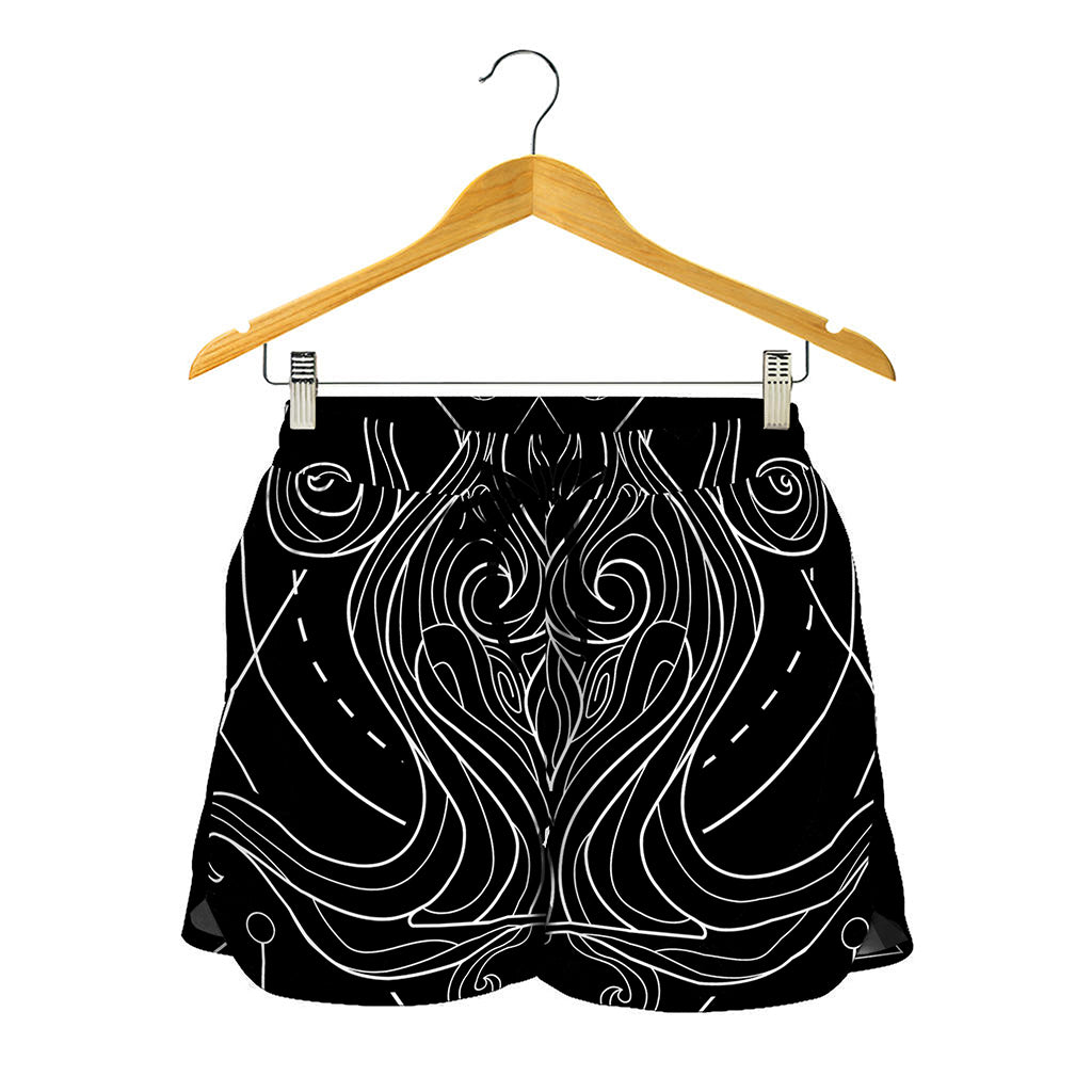 Black And White Aquarius Sign Print Women's Shorts