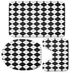Black And White Argyle Pattern Print 3 Piece Bath Mat Set
