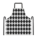 Black And White Argyle Pattern Print Apron