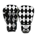Black And White Argyle Pattern Print Boxing Gloves