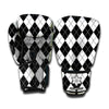 Black And White Argyle Pattern Print Boxing Gloves