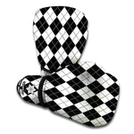 Black And White Argyle Pattern Print Boxing Gloves